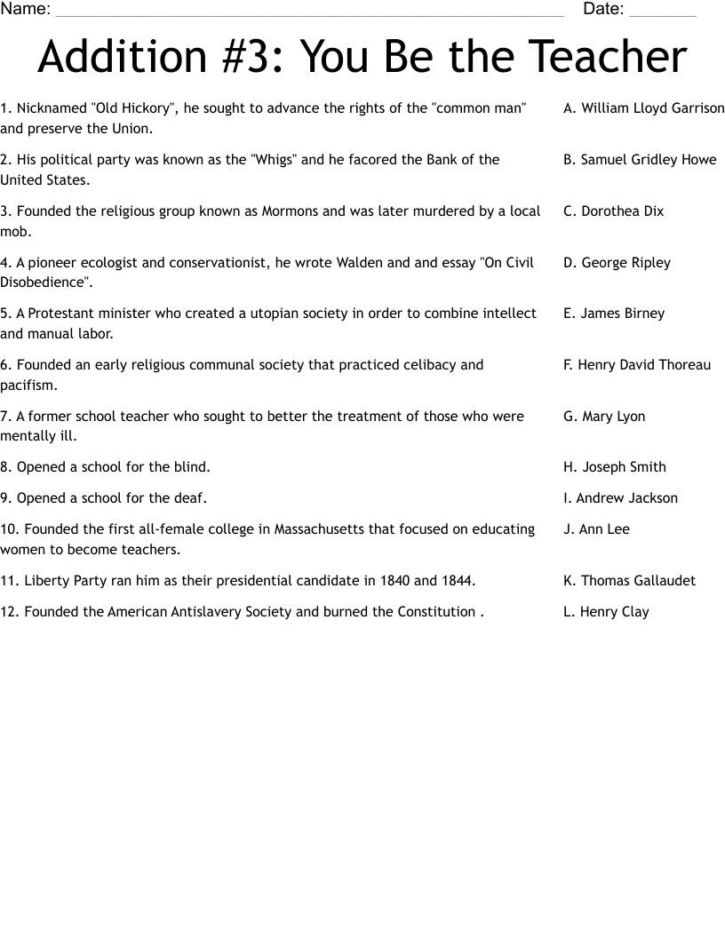 Addition #3: You Be the Teacher Worksheet