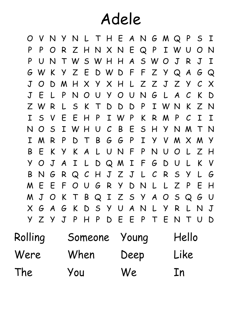 Adele Word Search