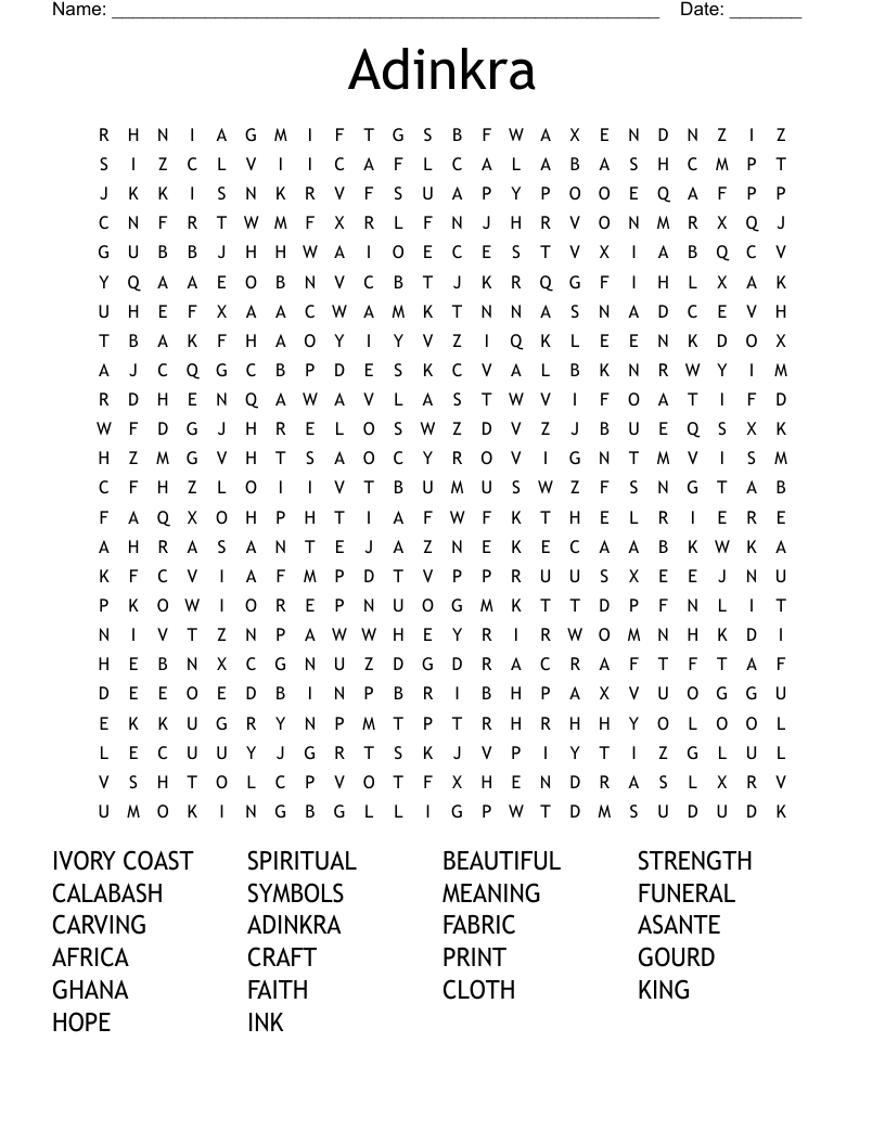 Adinkra Word Search
