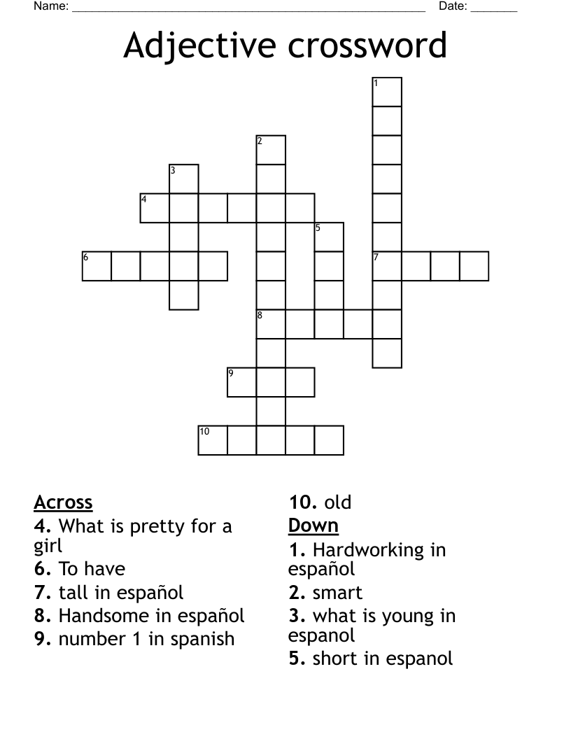 Adjective crossword 