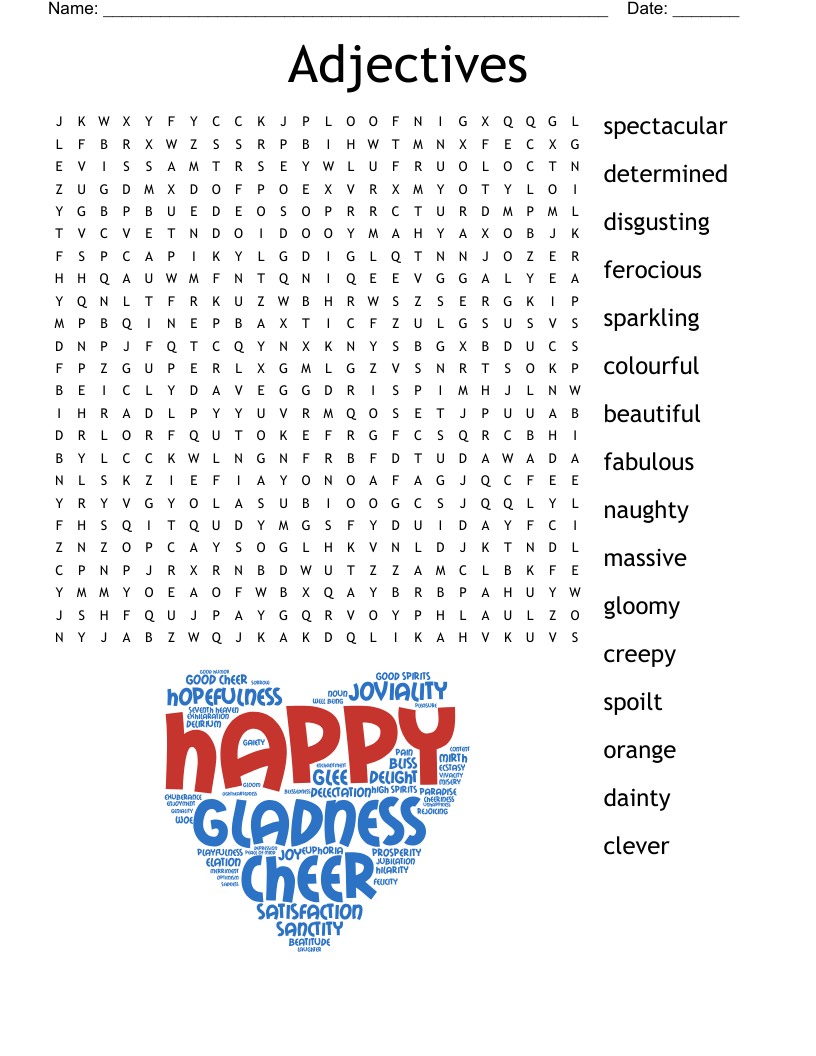 Adjectives Word Search