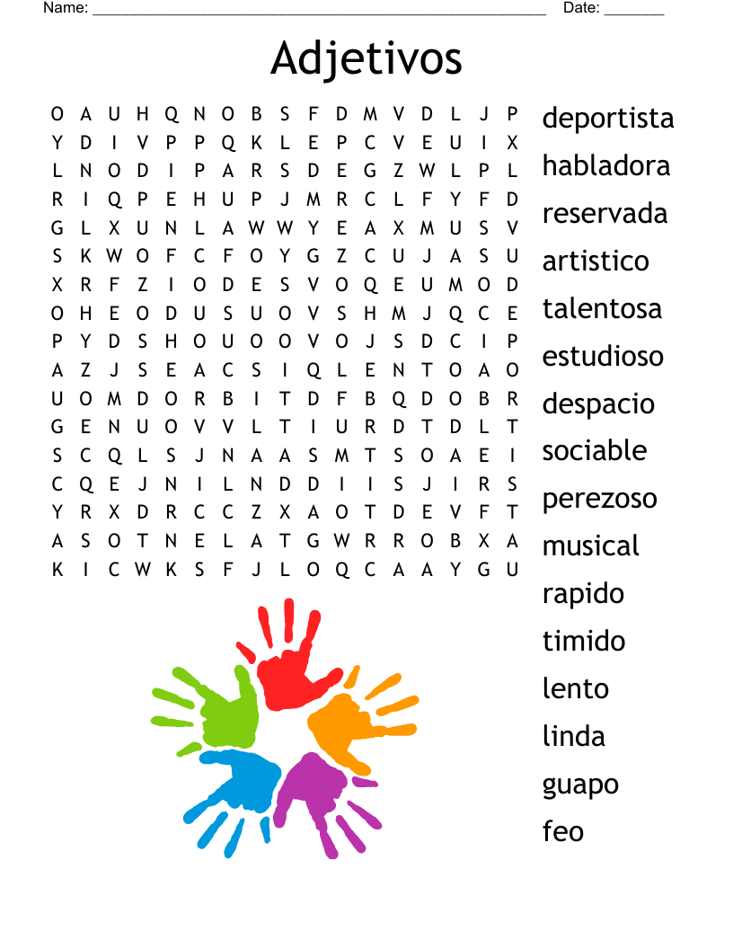 Adjetivos  Word Search