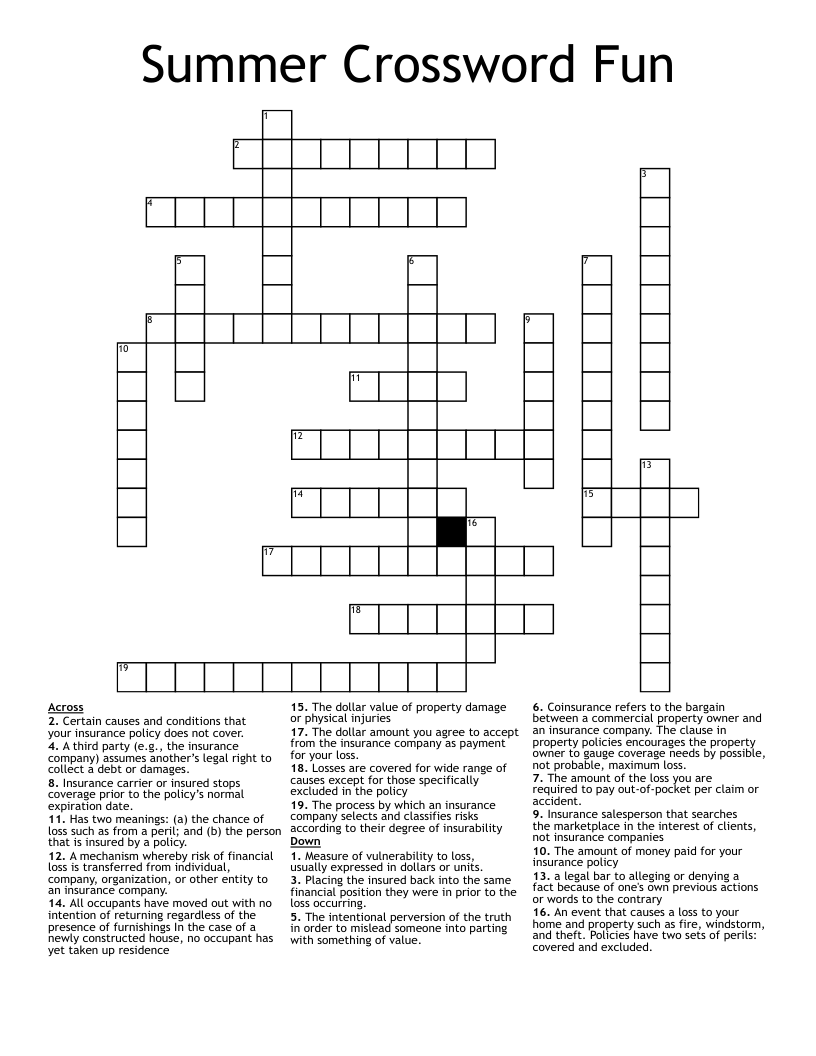 Summer Crossword Fun