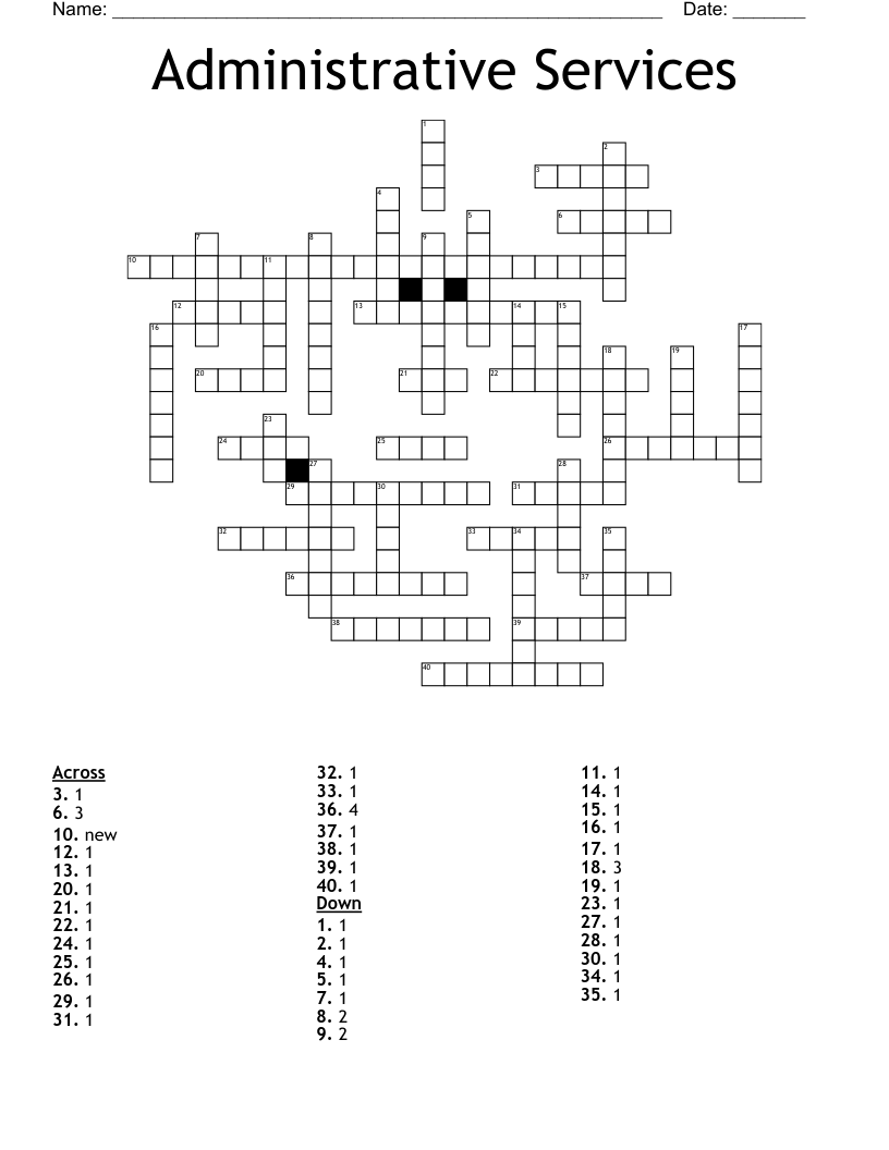 Administrative Services Crossword