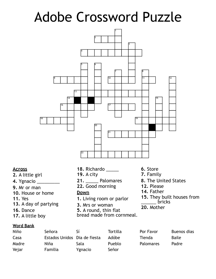 Adobe Crossword Puzzle
