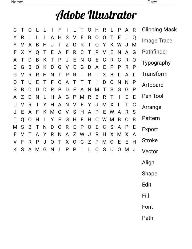 Adobe Illustrator Word Search