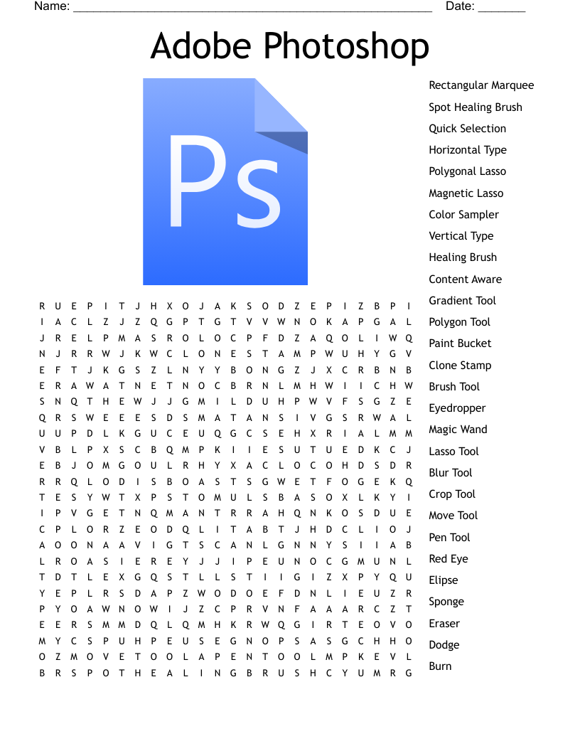 Adobe Photoshop Word Search