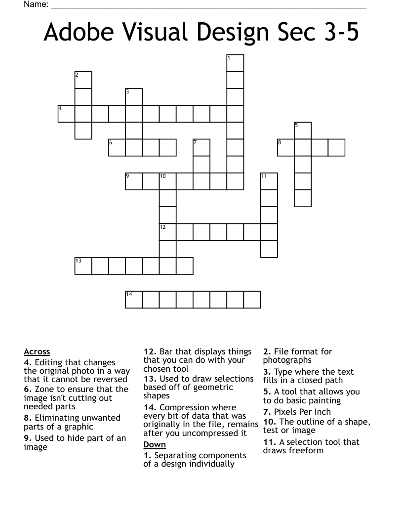 Adobe Visual Design Sec 3-5 Crossword