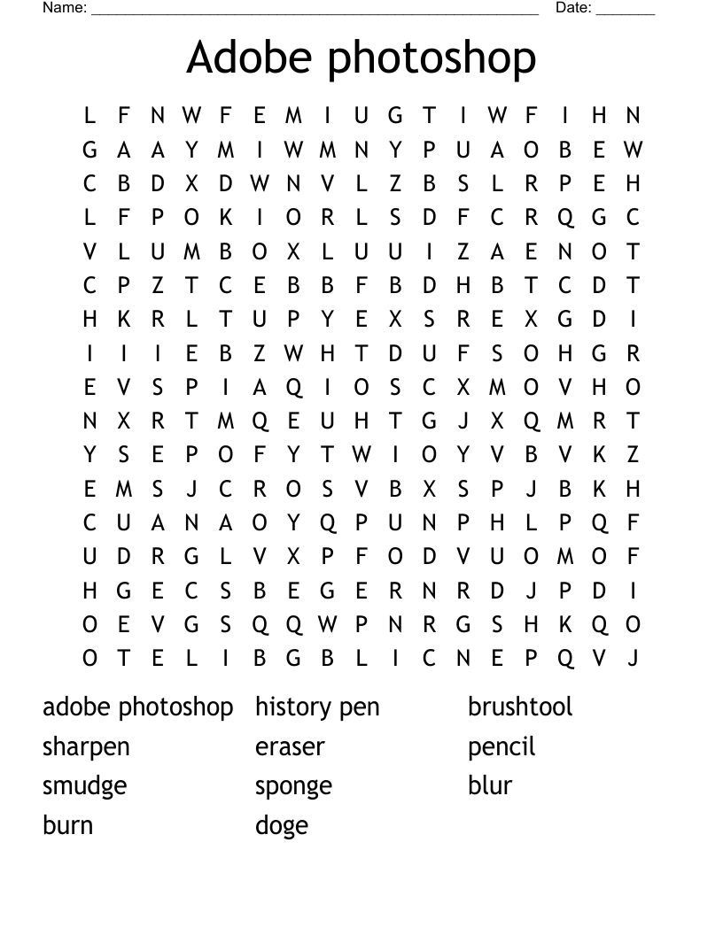 Adobe photoshop Word Search