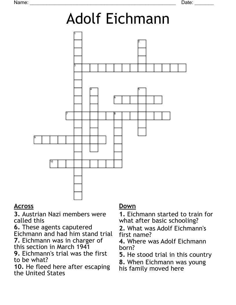 Adolf Eichmann Crossword