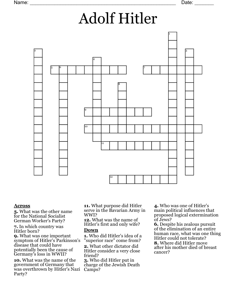 Adolf Hitler Crossword