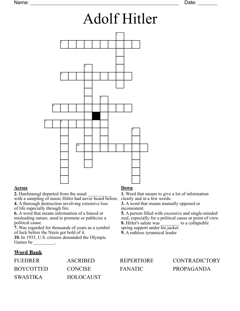 Adolf Hitler Crossword