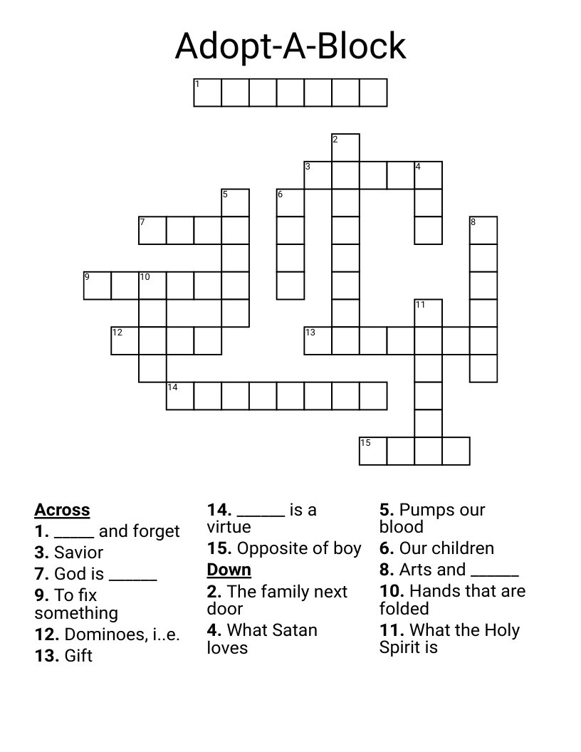 Adopt-A-Block Crossword