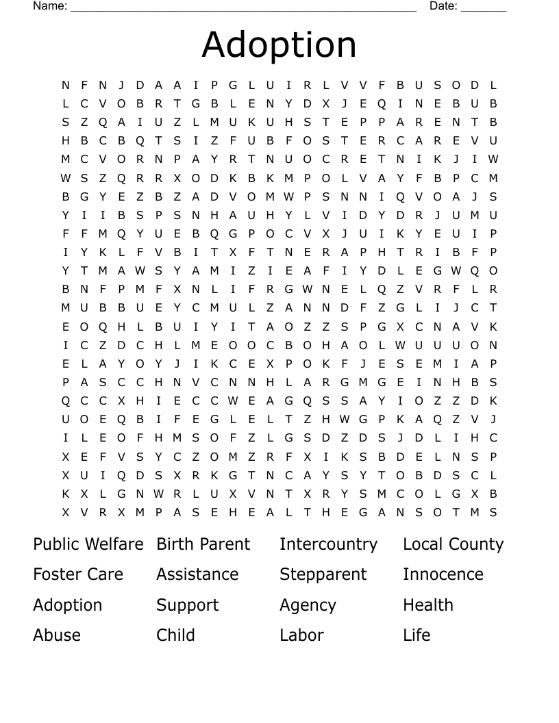 Adoption Word Search