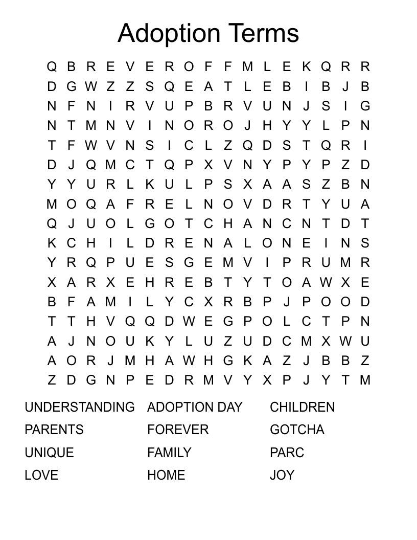 Adoption Terms  Word Search