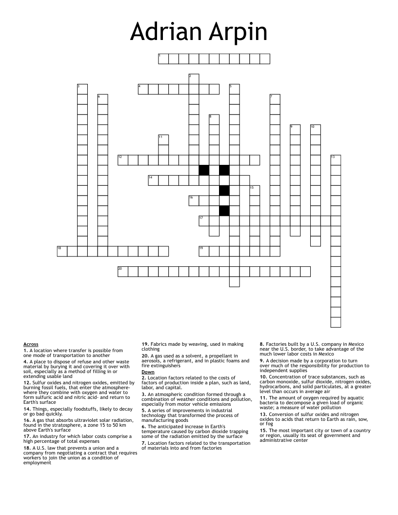 Adrian Arpin Crossword