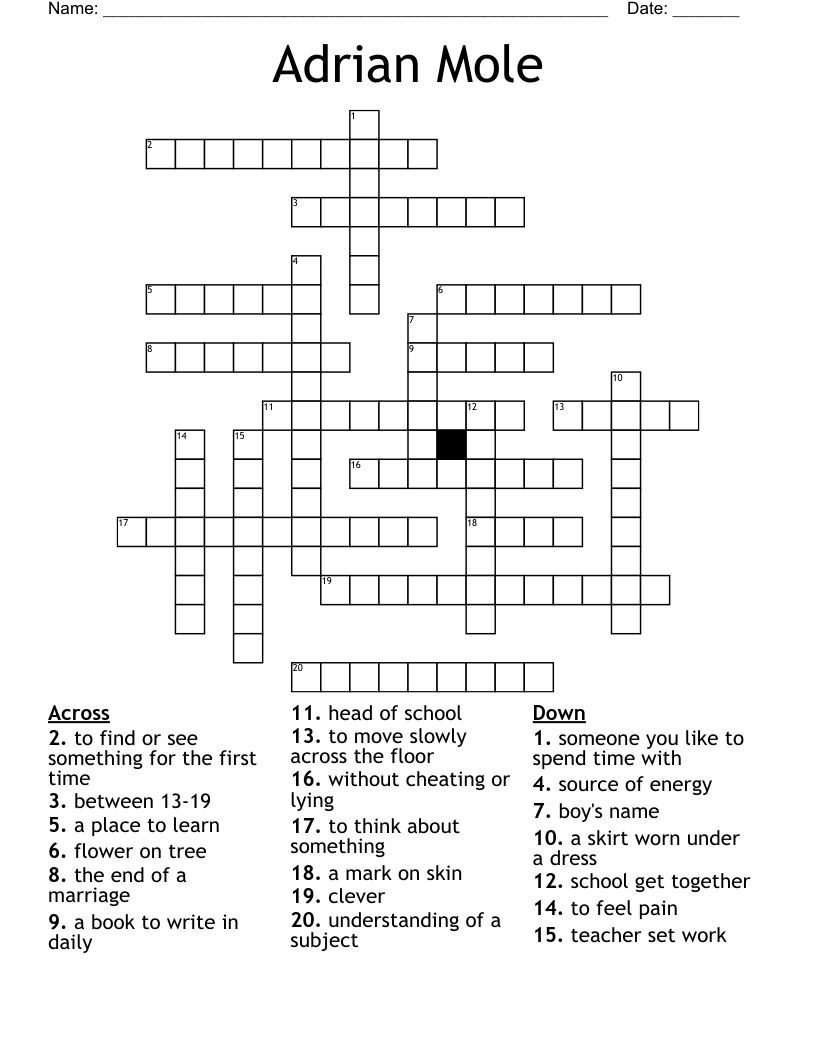 Adrian Mole Crossword