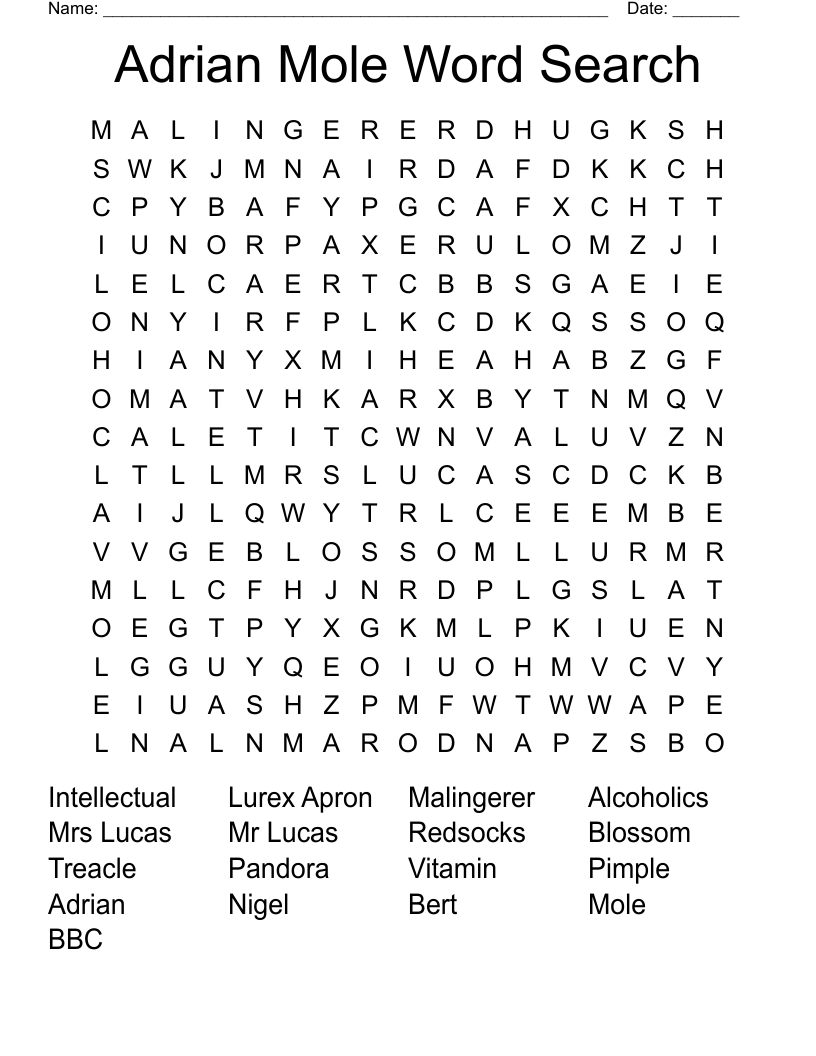 Adrian Mole Word Search