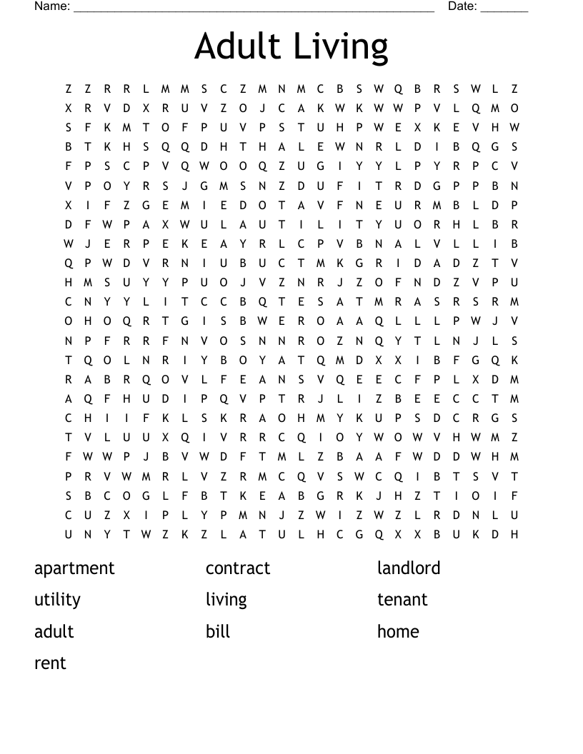 Adult Living Word Search
