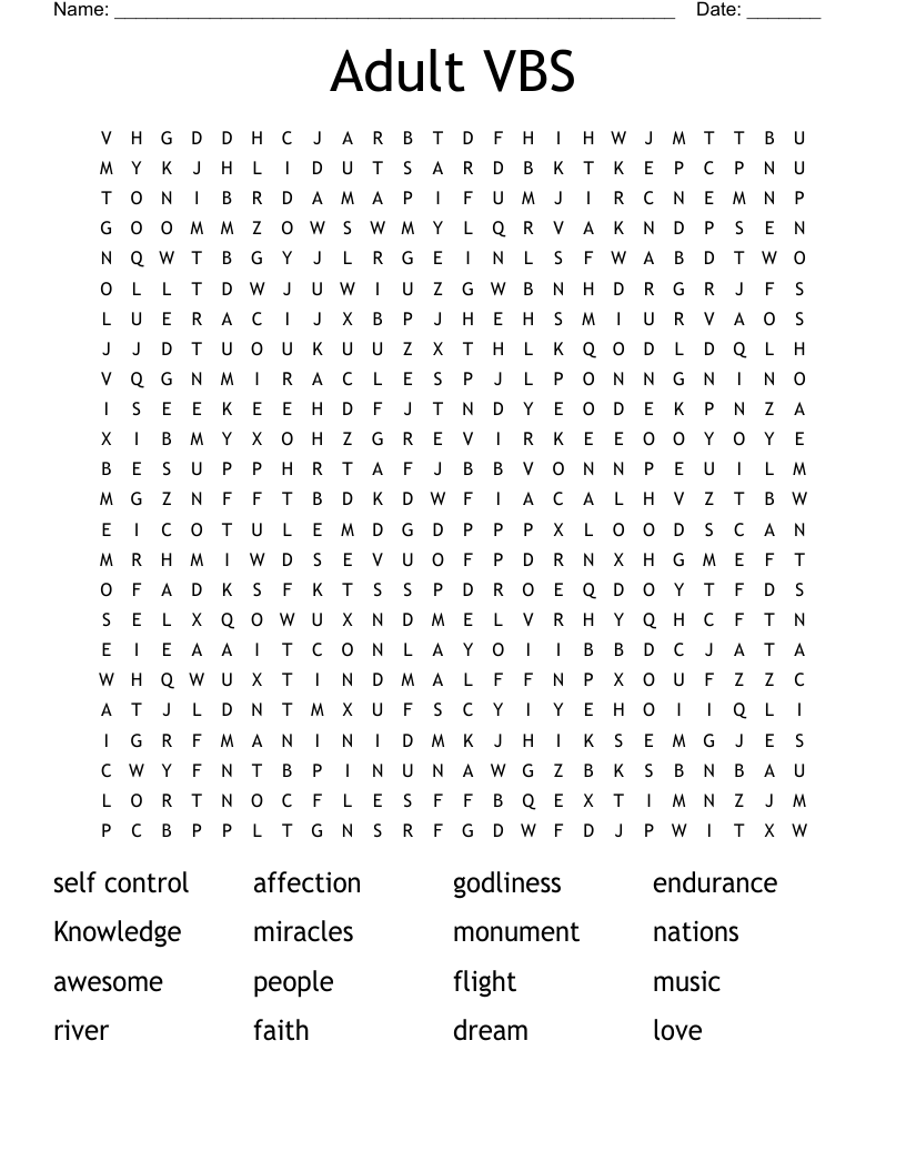 Adult VBS Word Search
