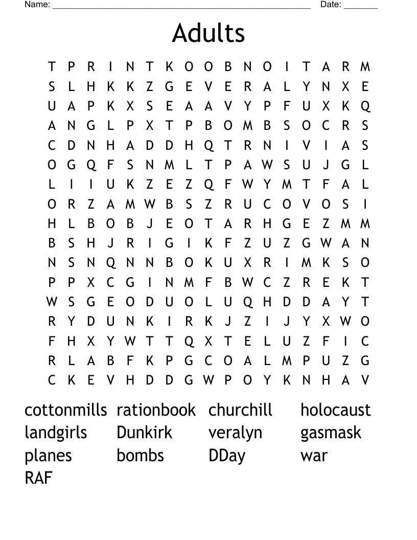 Adults Word Search