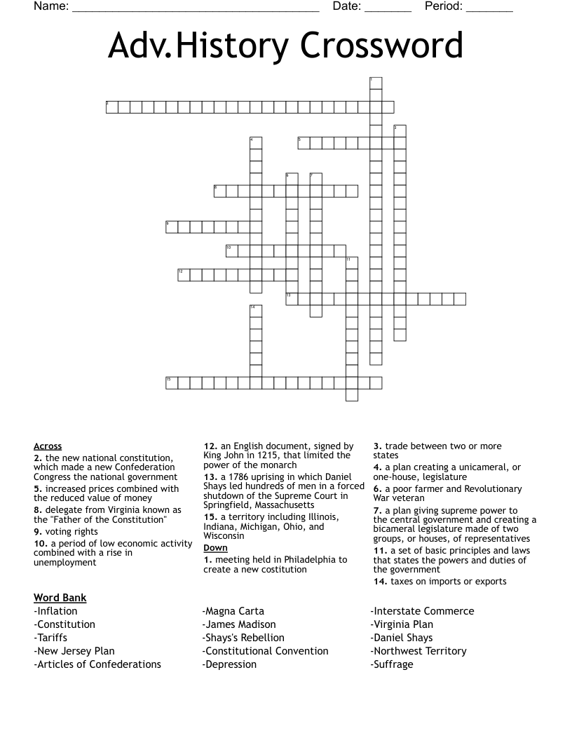 Adv.History Crossword