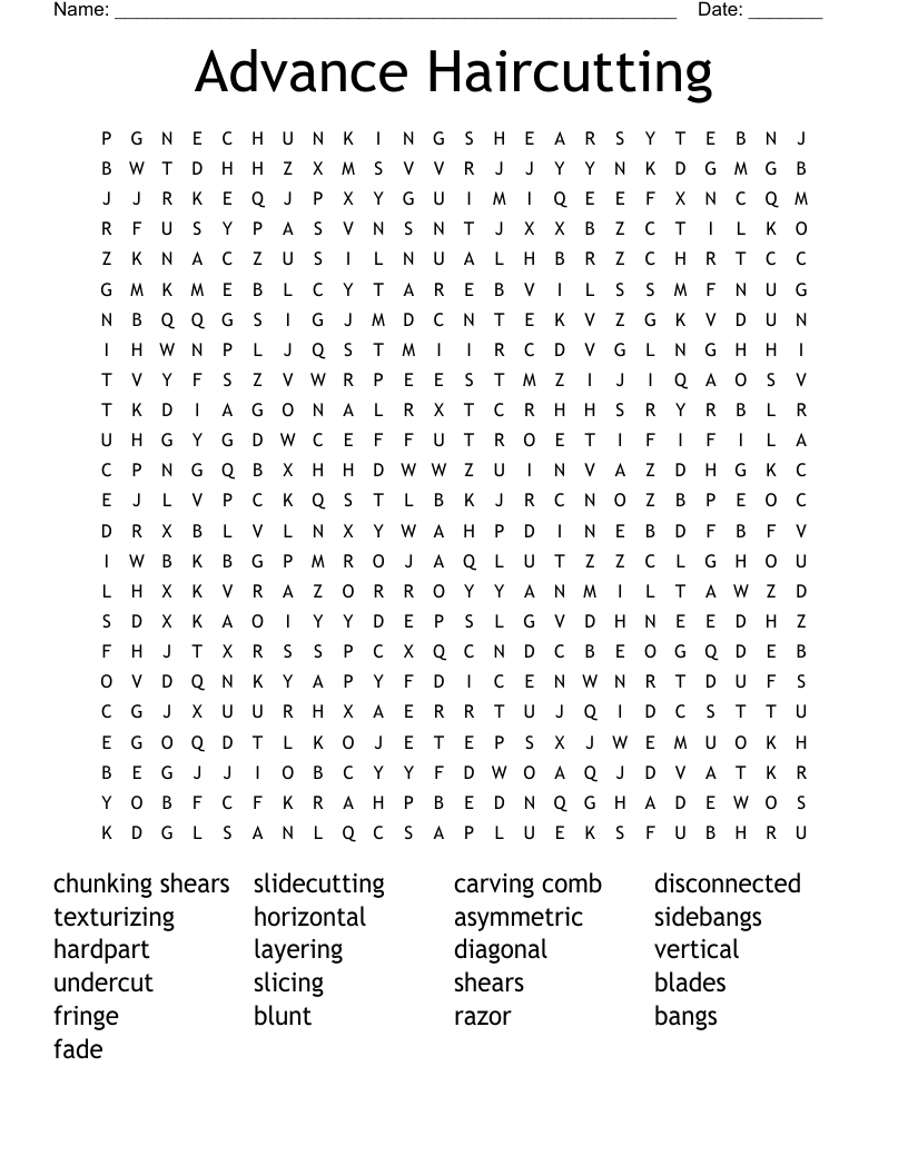 Advance Haircutting  Word Search
