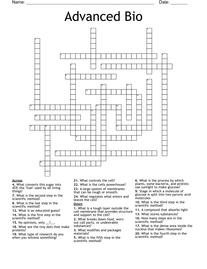 Advanced Bio Crossword