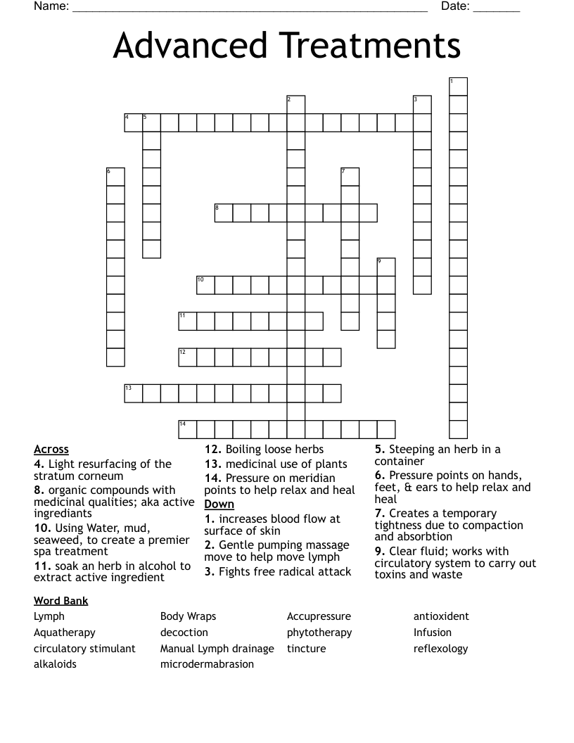Advanced Treatments  Crossword