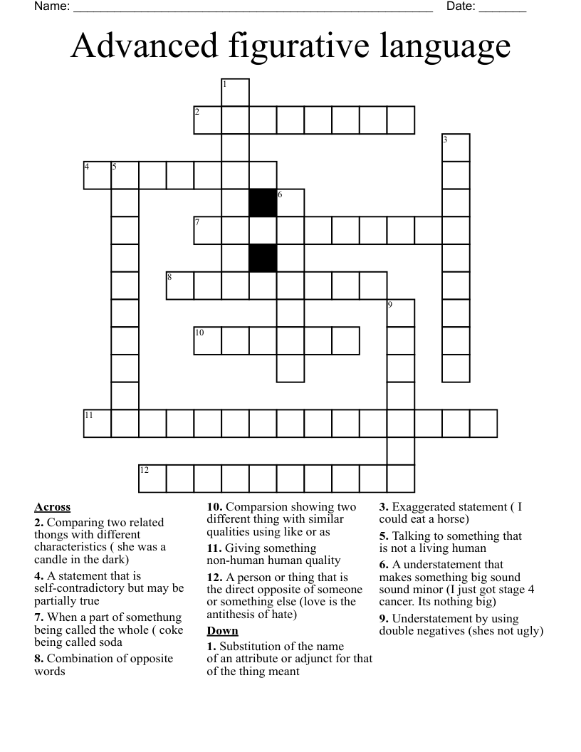 Advanced figurative language Crossword