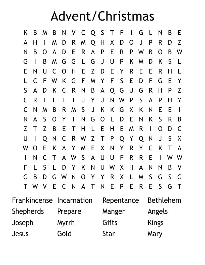 Advent/Christmas Word Search