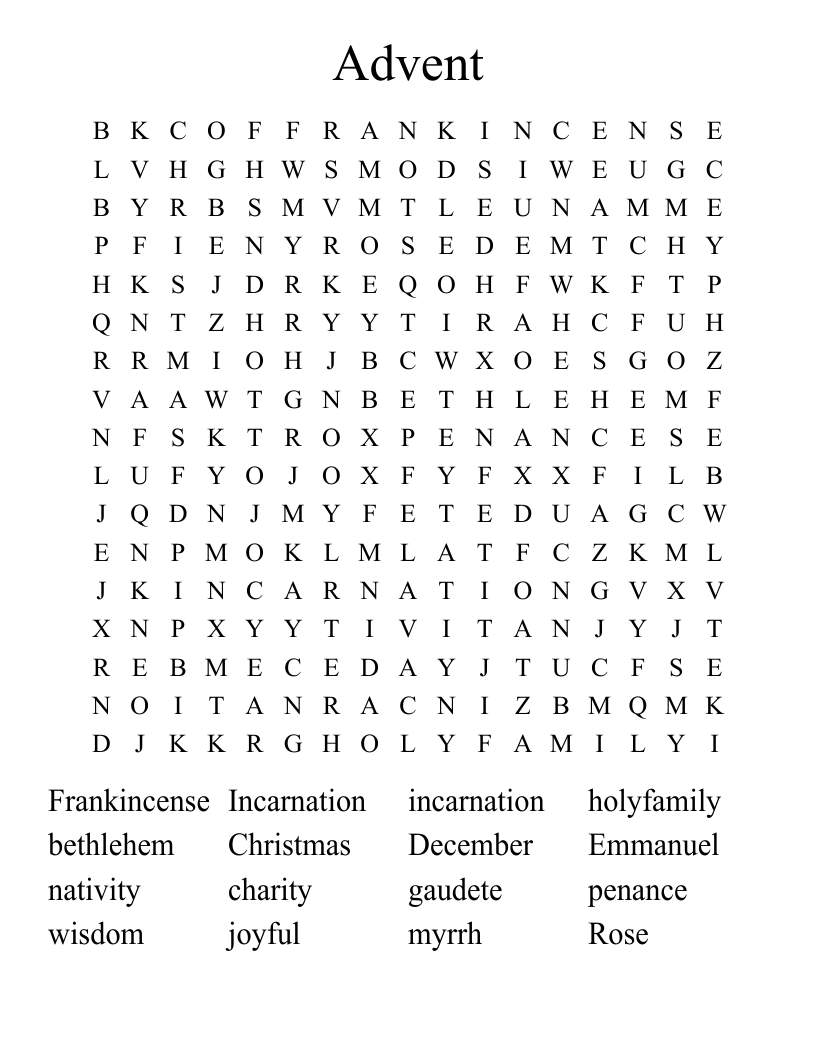 Advent Word Search