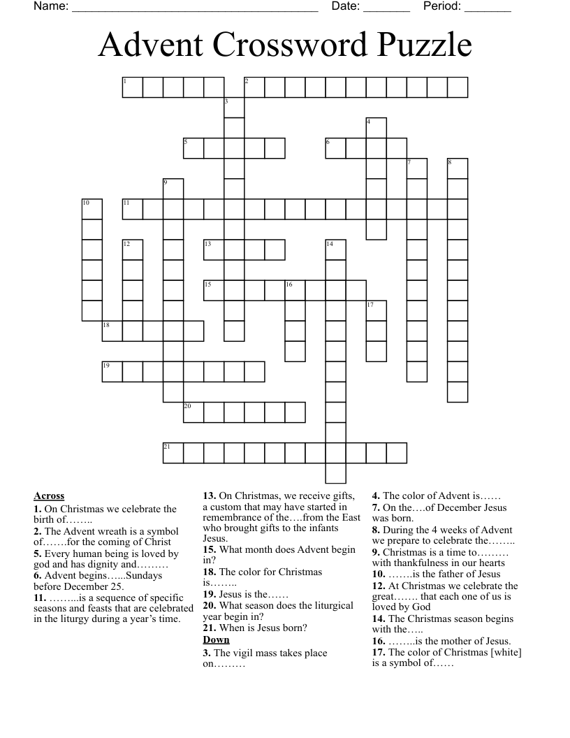 Advent Crossword Puzzle