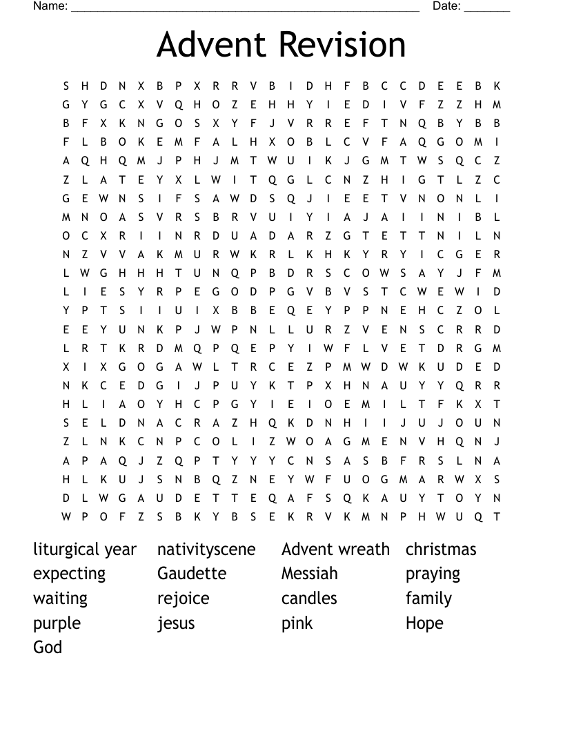 Advent Revision Word Search