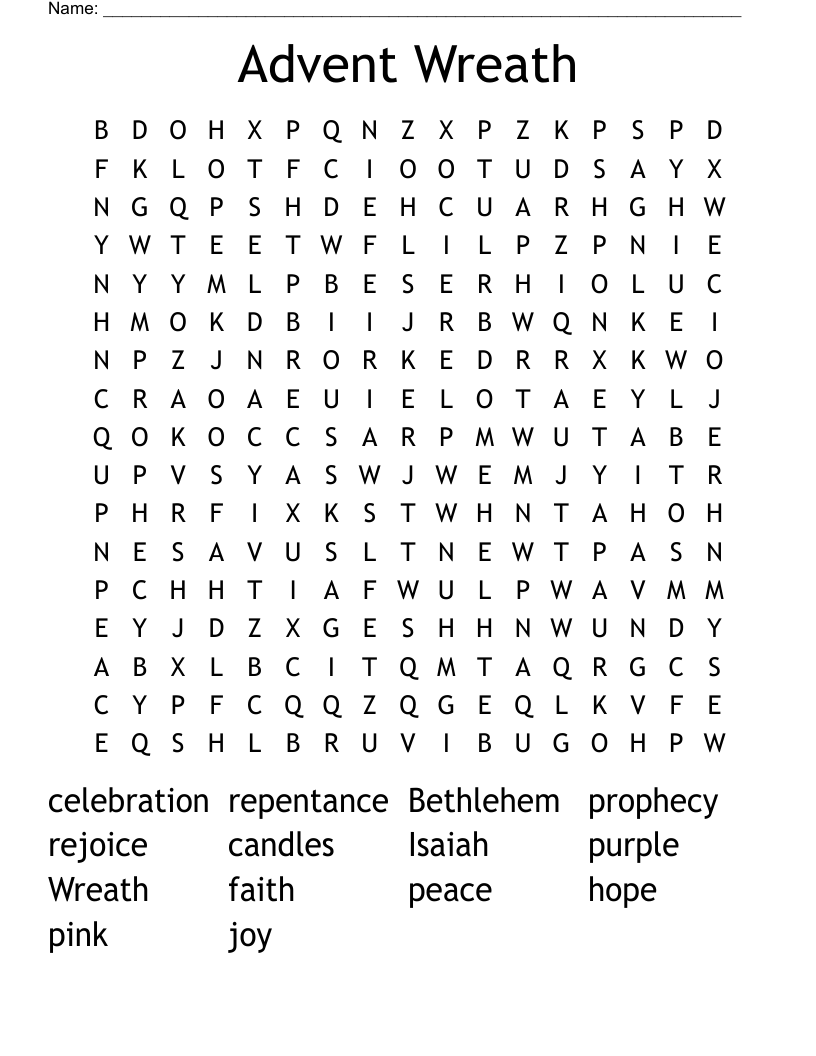 Advent Wreath Word Search