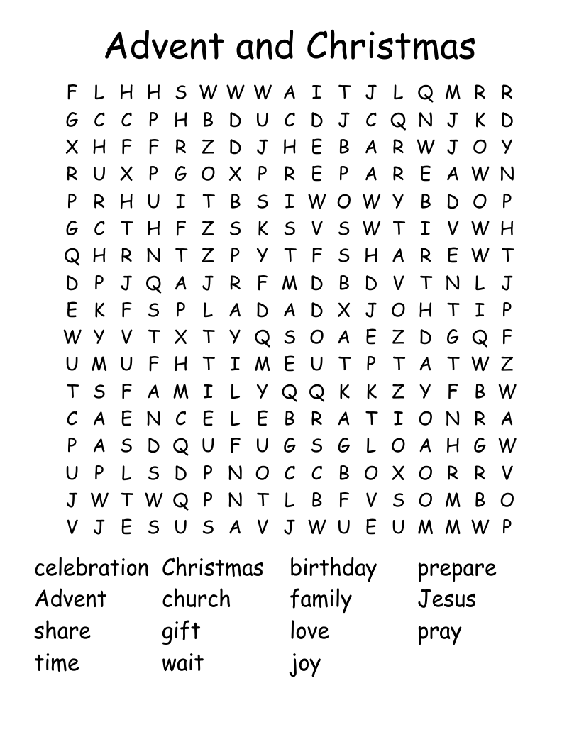 Advent and Christmas Word Search