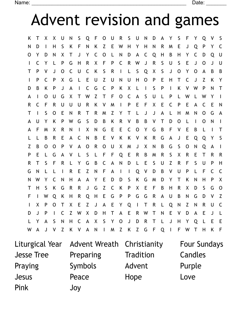 Advent revision and games Word Search