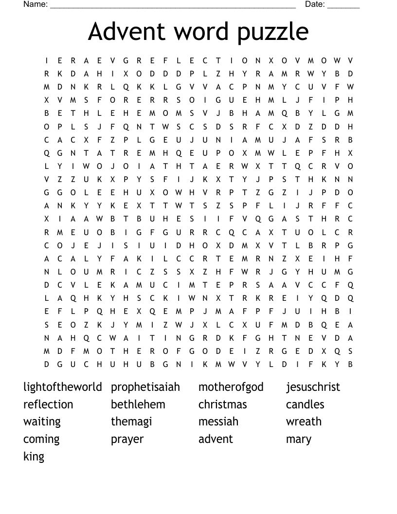 Advent word puzzle Word Search