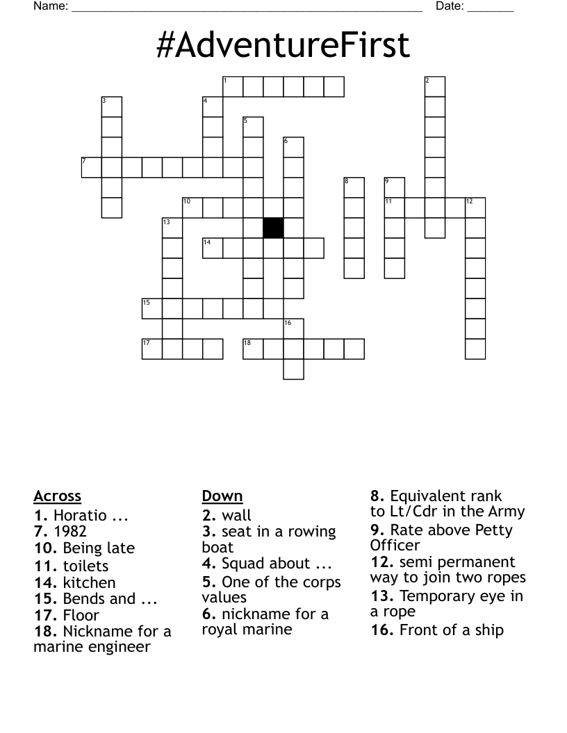 #AdventureFirst Crossword