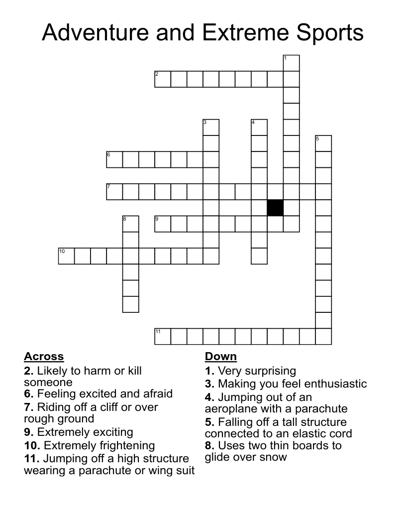 Adventure and Extreme Sports Crossword