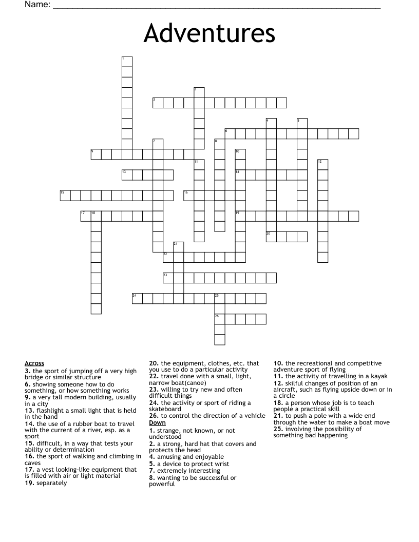 Adventures Crossword