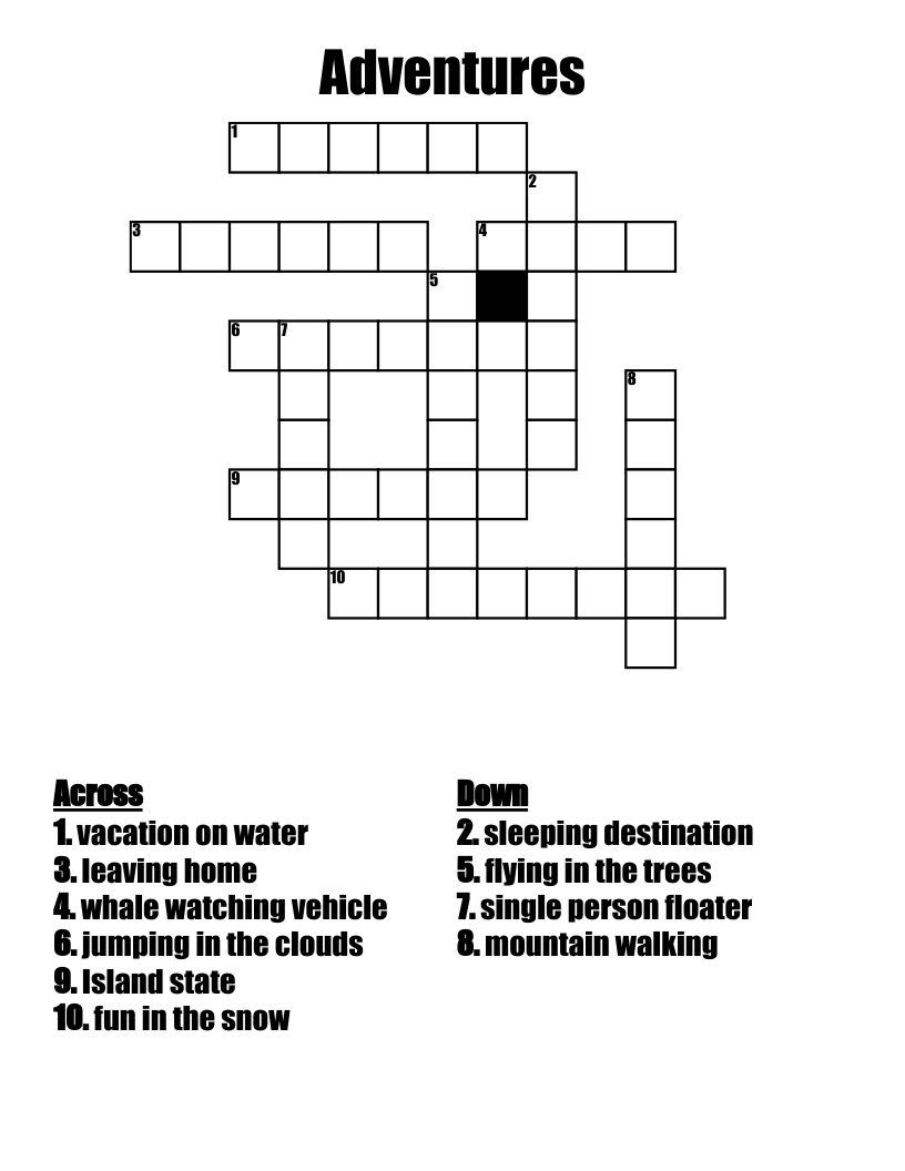 Adventures Crossword