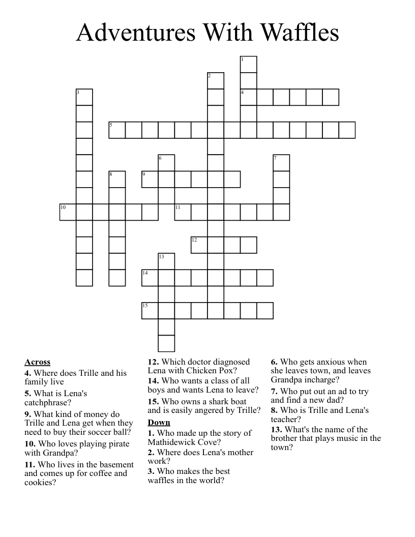 Adventures With Waffles Crossword