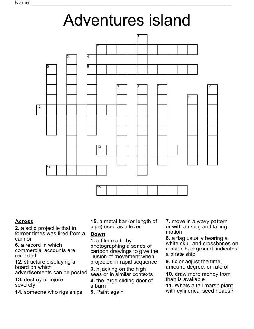Adventures island Crossword