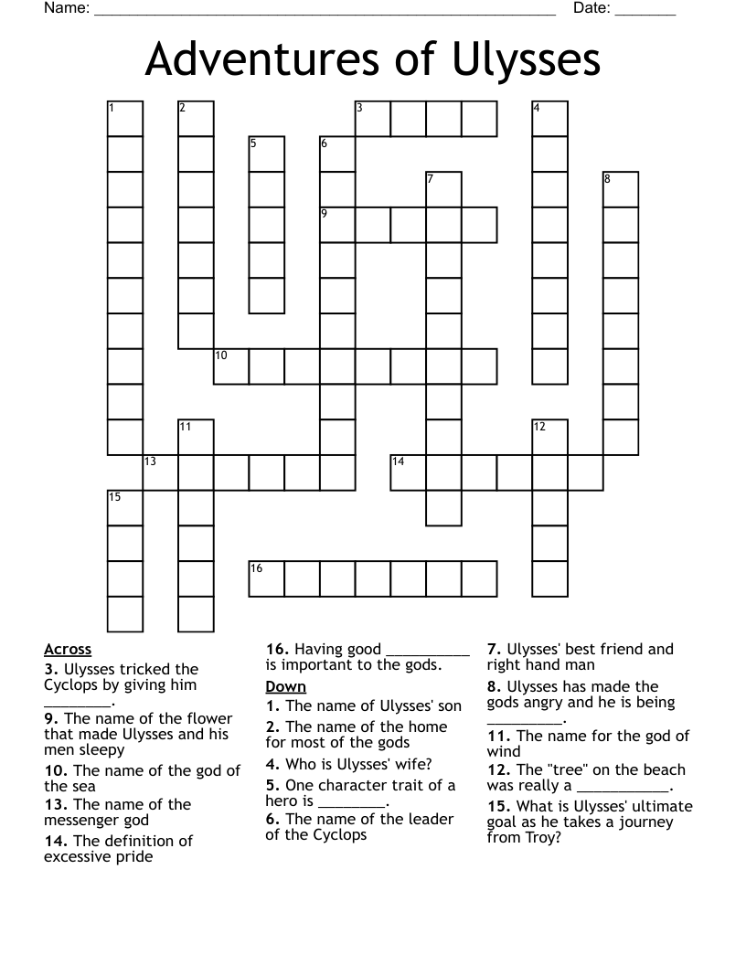 Adventures of Ulysses  Crossword