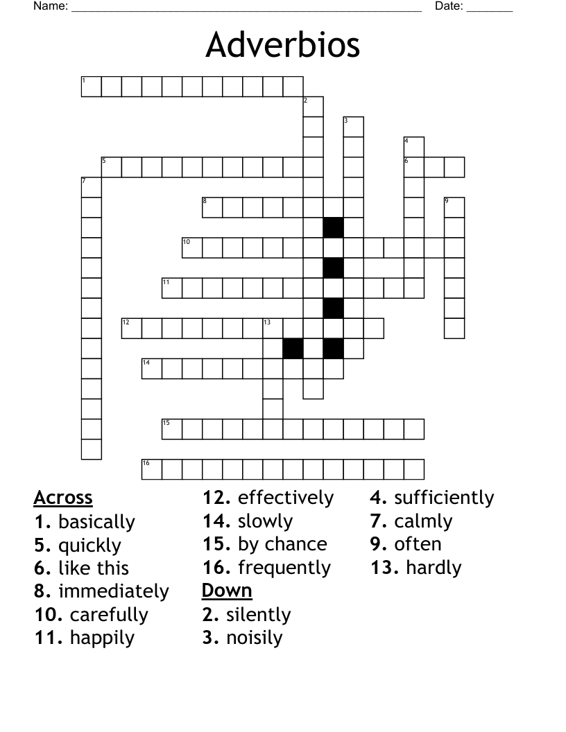 Adverbios Crossword