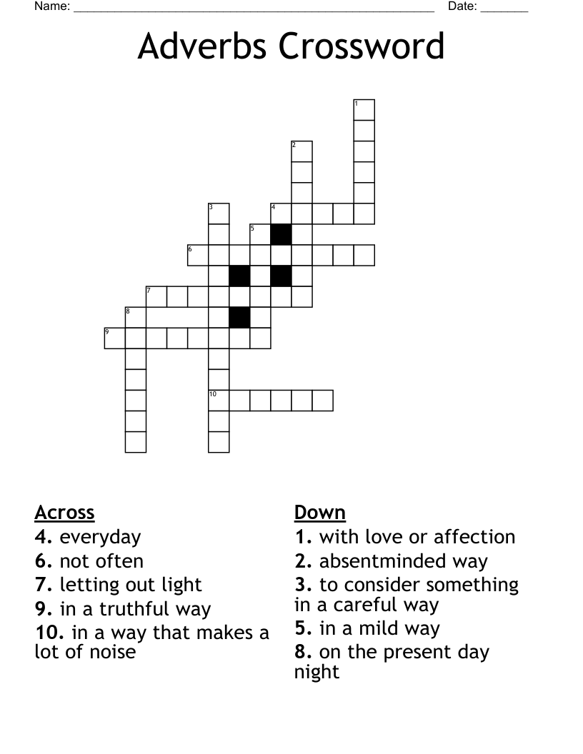 Adverbs Crossword