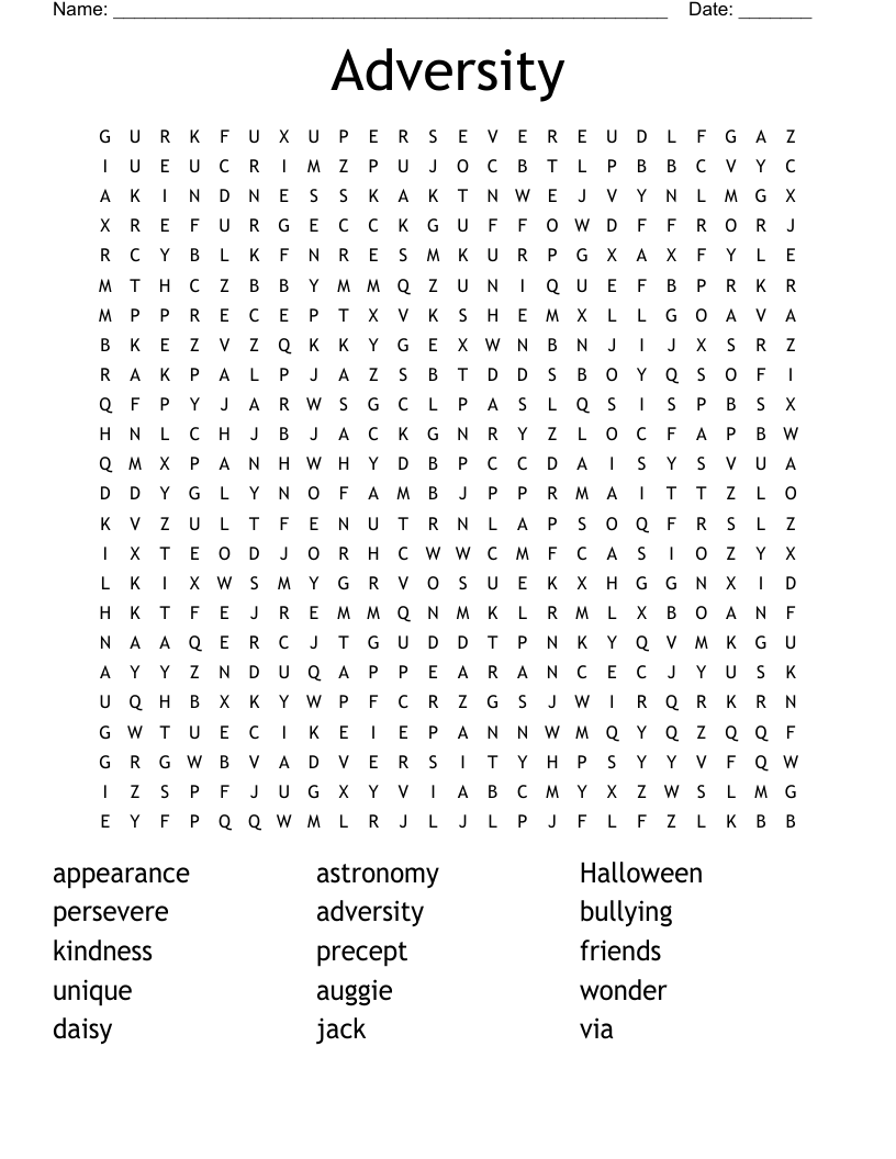 Adversity Word Search