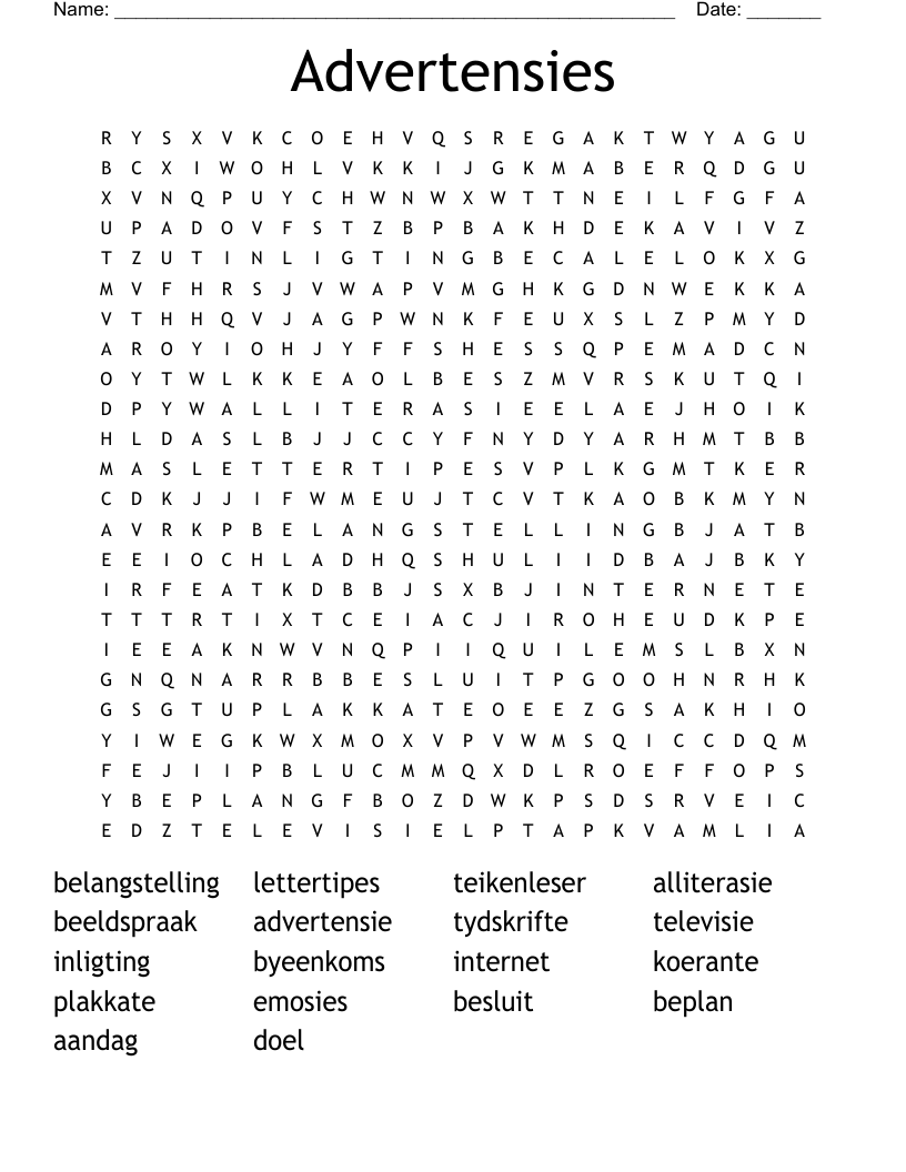 Advertensies Word Search