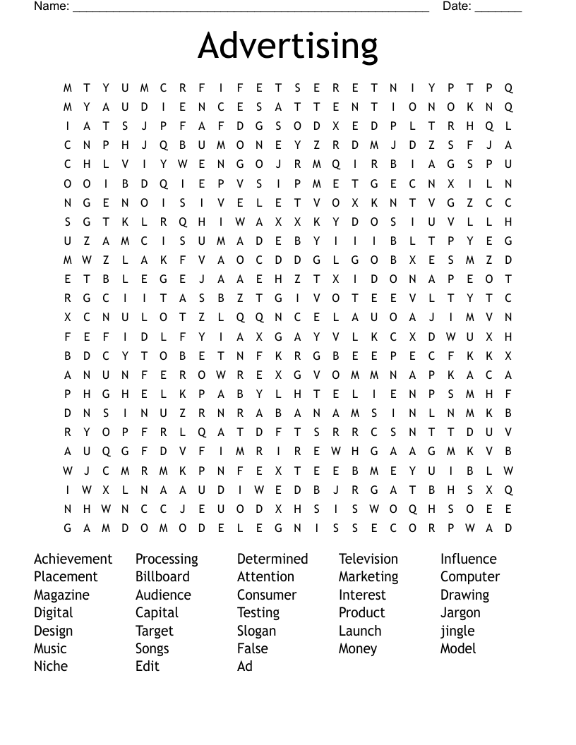 Advertising Word Search